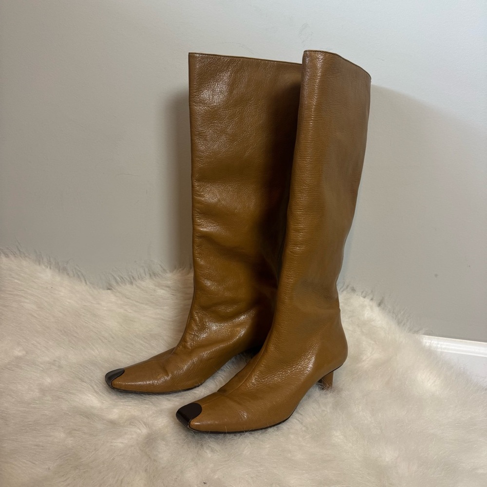 Tory Burch Tubo Knee High Leather Boots in Granola 8.5 - Picture 2 of 9